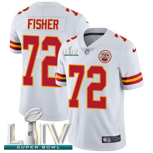 Kansas City Chiefs Nike #72 Eric Fisher White Super Bowl LIV 2020 Youth Stitched NFL Vapor Untouchable Limited Jersey